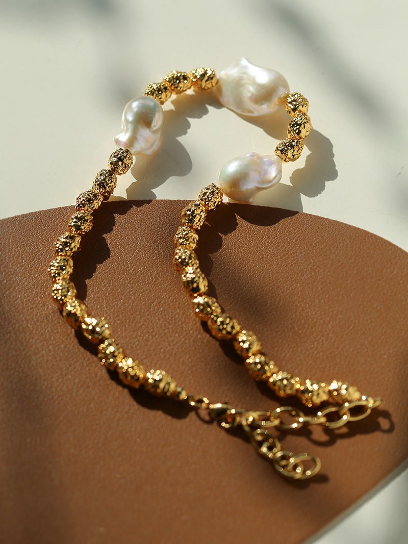 Fashionable Metallic Baroque Pearl Necklace A Style - floysun