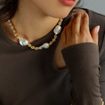 Fashionable Metallic Baroque Pearl Necklace A Style - floysun