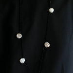 Five Large Petal Baroque Pearls Black Spinel Necklace - floysun