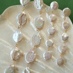 Flat Round Freshwater Baroque Long Earrings - floysun