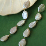 Flat Round Freshwater Baroque Long Earrings - floysun