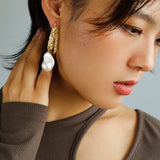 French Style Lava Baroque Pearl Earrings - floysun