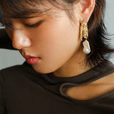 French Style Lava Baroque Pearl Earrings - floysun