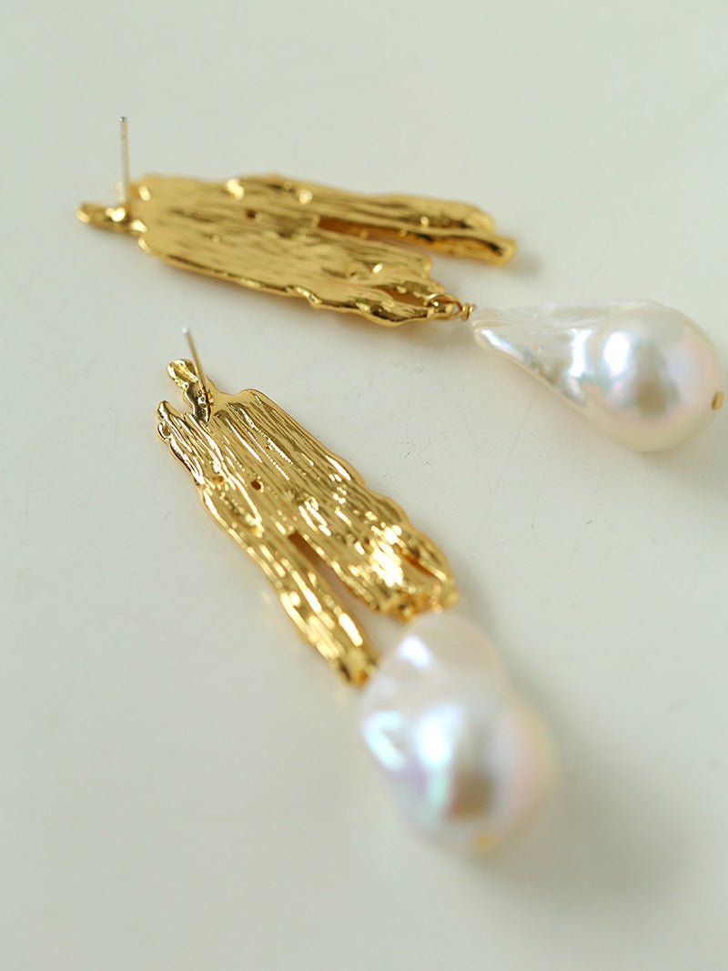 French Style Lava Baroque Pearl Earrings - floysun