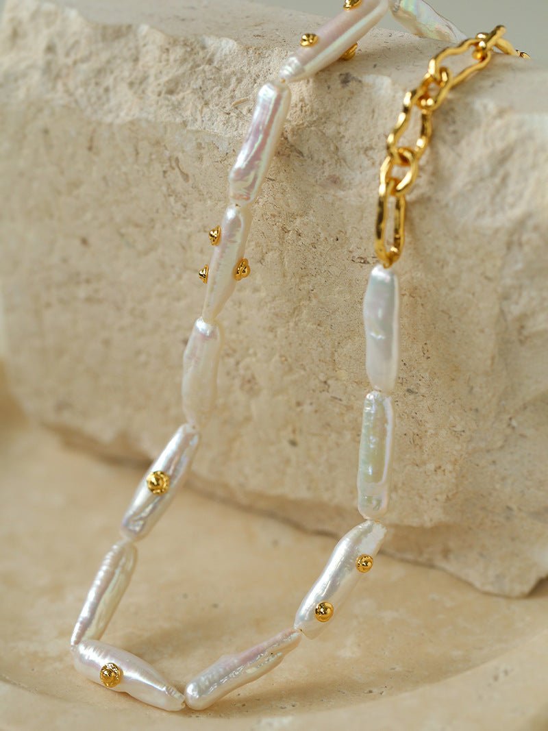Freshwater Baroque Pearl Overlapping Clavicle Chain - floysun