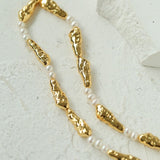Geometric Irregular Metal Toothpick Spliced Round Pearl Necklace - floysun