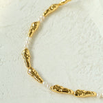 Geometric Irregular Metal Toothpick Spliced Round Pearl Necklace - floysun