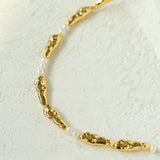 Geometric Irregular Metal Toothpick Spliced Round Pearl Necklace - floysun