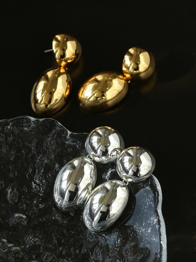 Geometric Metal Scenery Oval Earrings - floysun