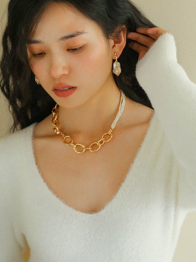 Gold Hooked Branch Baroque Earrings - floysun