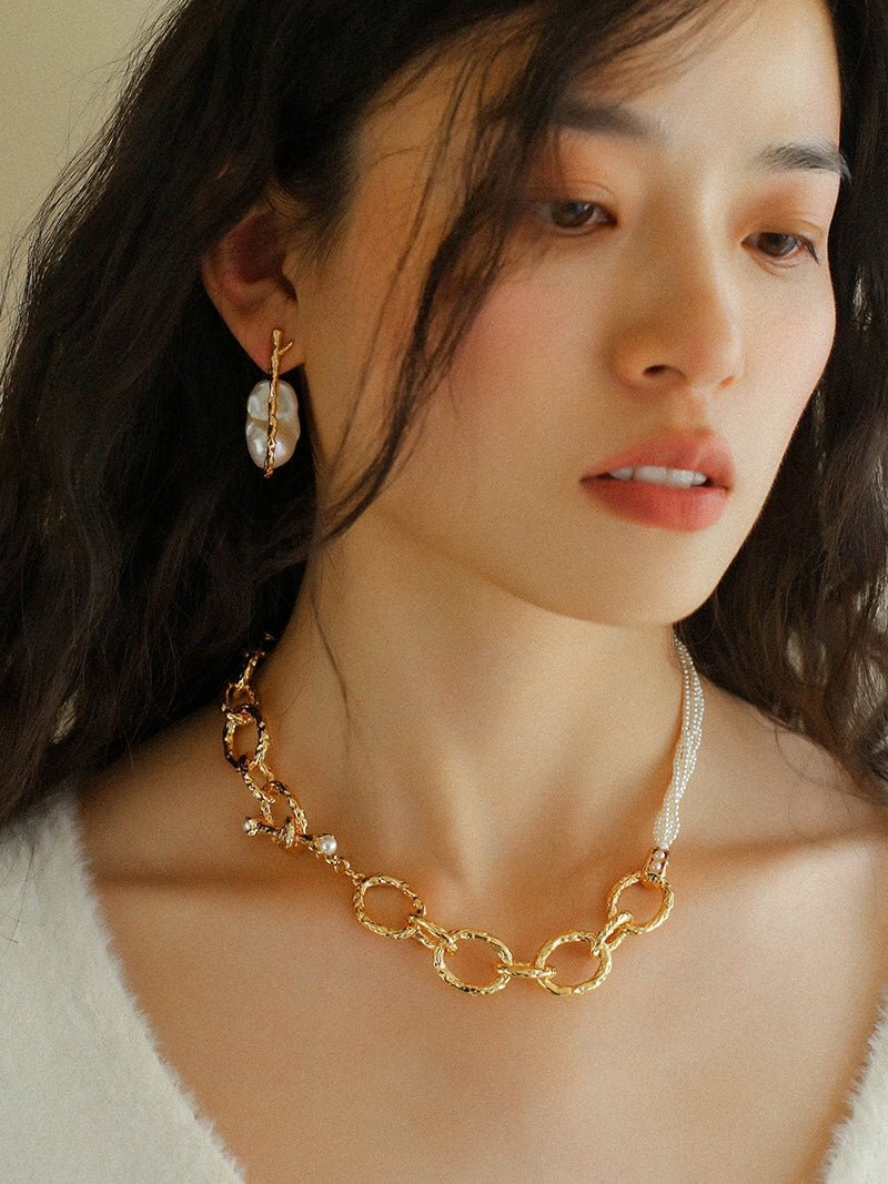 Gold Hooked Branch Baroque Earrings - floysun