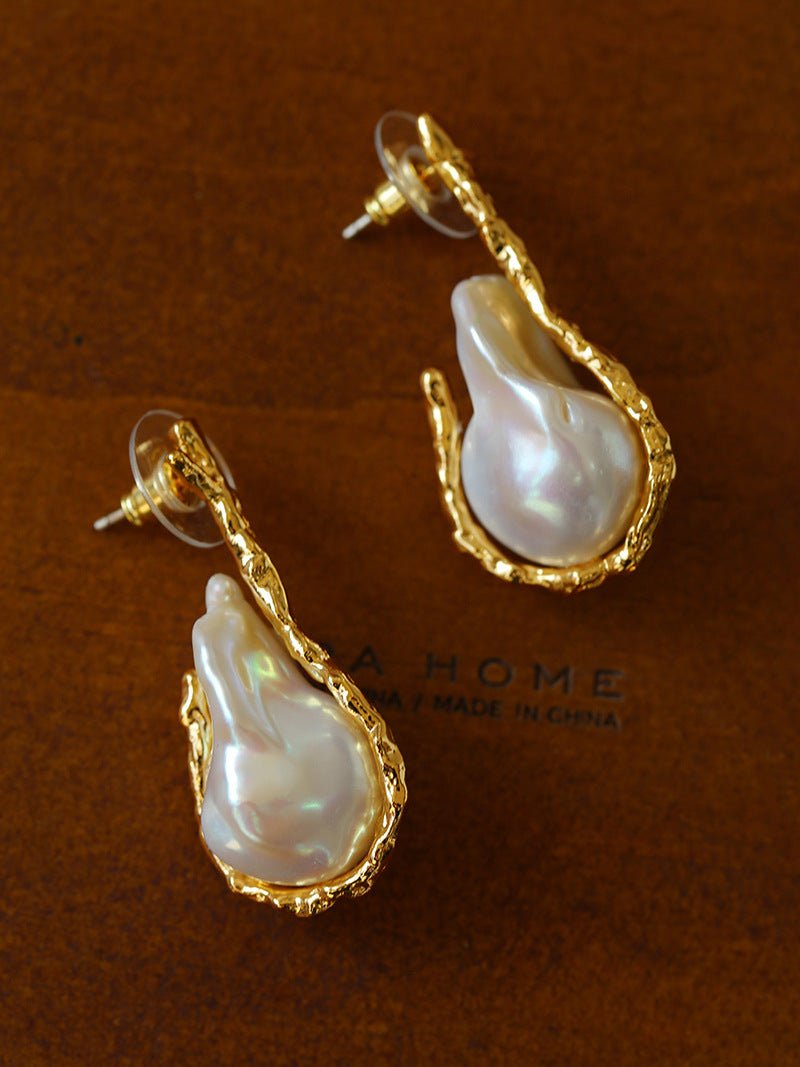 Gold Hooked Branch Baroque Earrings - floysun