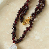 Golden Radiance: Baroque Pearl and Garnet Necklace - floysun