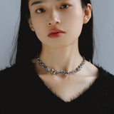 Gray Purple Fantasy Petals Freshwater Pearls Necklace - floysun