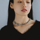 Gray Purple Fantasy Petals Freshwater Pearls Necklace - floysun