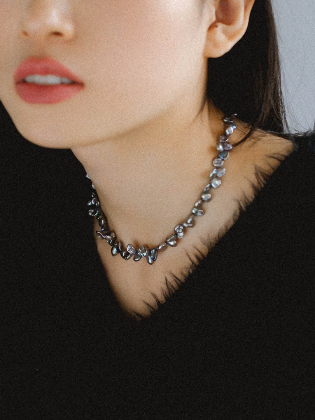Gray Purple Fantasy Petals Freshwater Pearls Necklace - floysun