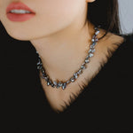 Gray Purple Fantasy Petals Freshwater Pearls Necklace - floysun