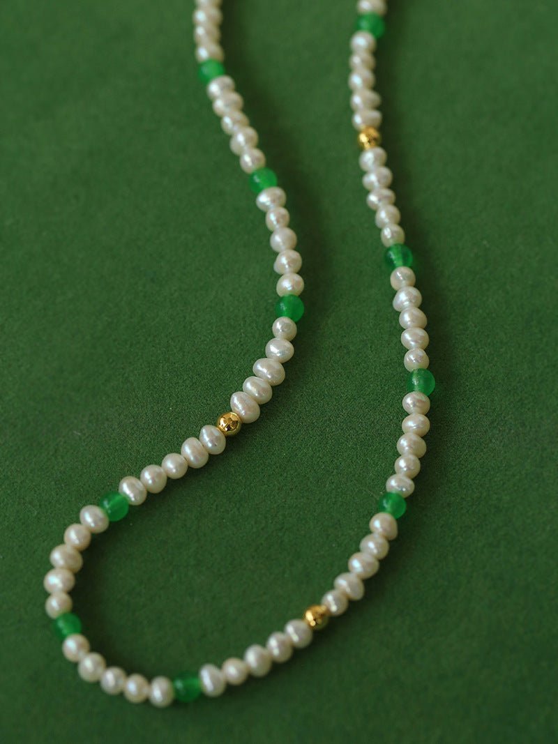 Green Agate Pearl Beaded Necklace - floysun