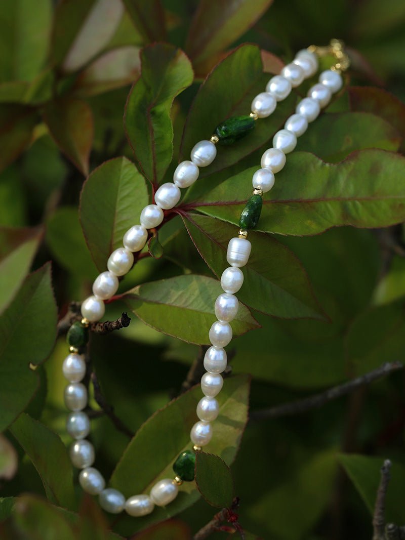 Green Stone Shaped Pearl Necklace - floysun