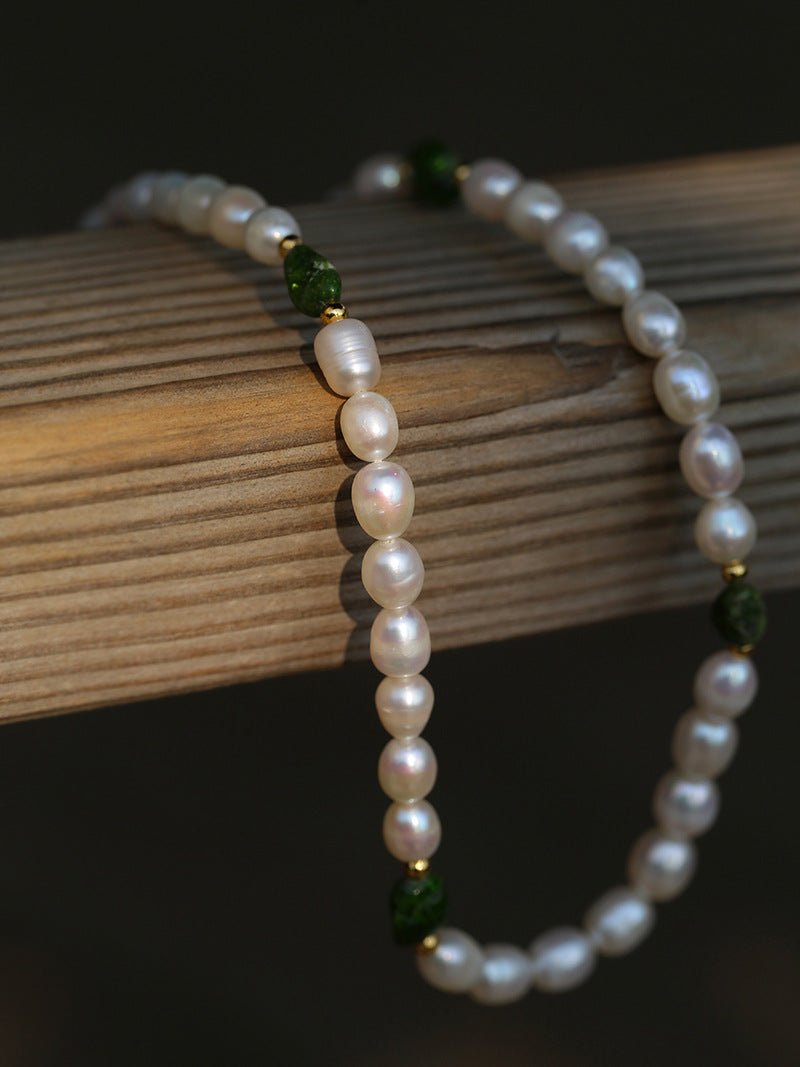 Green Stone Shaped Pearl Necklace - floysun