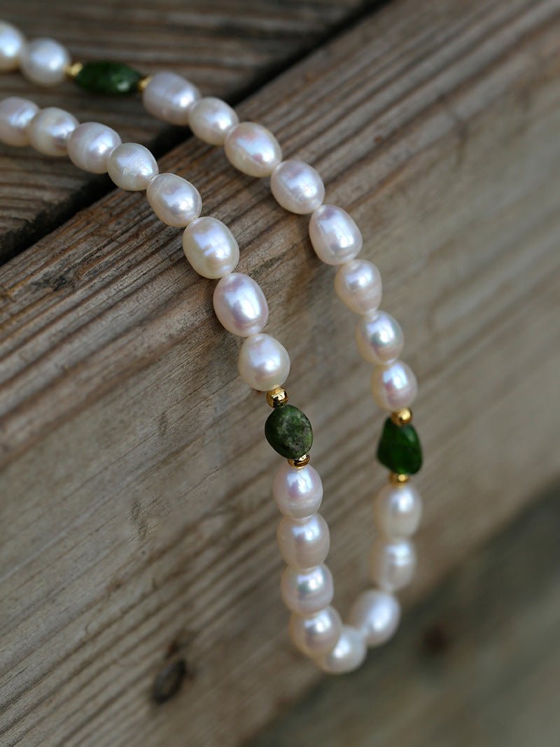 Green Stone Shaped Pearl Necklace - floysun