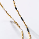 Handmade Black Spinel Golden Bean Mini Beaded Necklace - floysun