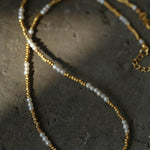 Handmade Black Spinel Golden Bean Mini Beaded Necklace - floysun