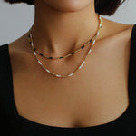 Handmade Black Spinel Golden Bean Mini Beaded Necklace - floysun