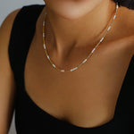 Handmade Black Spinel Golden Bean Mini Beaded Necklace - floysun