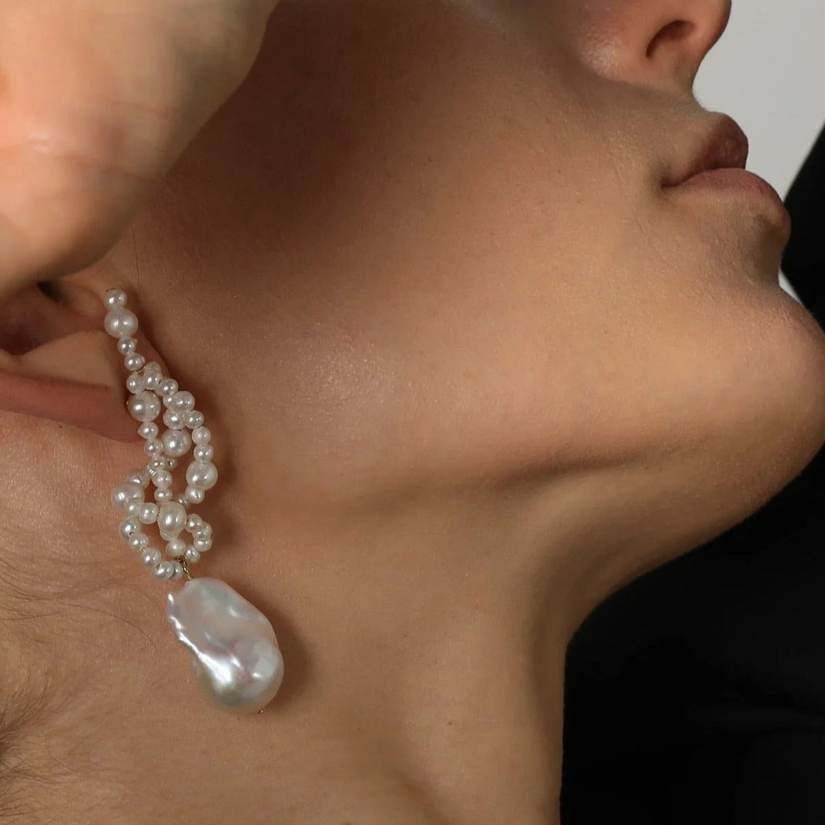 Handwoven Baroque Wrapped Long Pearl Earrings - floysun