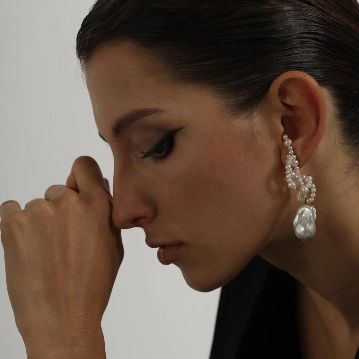 Handwoven Baroque Wrapped Long Pearl Earrings - floysun