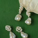 Handwoven Baroque Wrapped Short Pearl Earrings - floysun