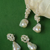 Handwoven Baroque Wrapped Short Pearl Earrings - floysun