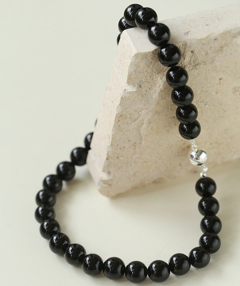 Handwoven Black Onyx Magnetic Clasp Necklace - floysun