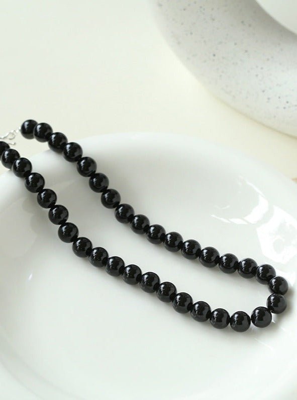 Harmonious Gemstone Necklace Black Onyx 10mm - floysun