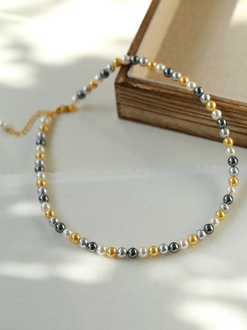Hemp Gray Mixed Color Tahitian 6mm Round Pearls Necklace - floysun