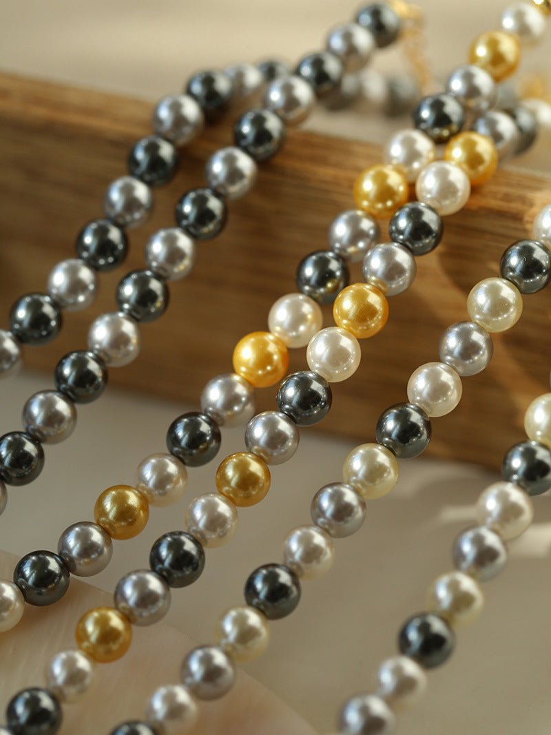 Hemp Gray Mixed Color Tahitian 6mm Round Pearls Necklace - floysun
