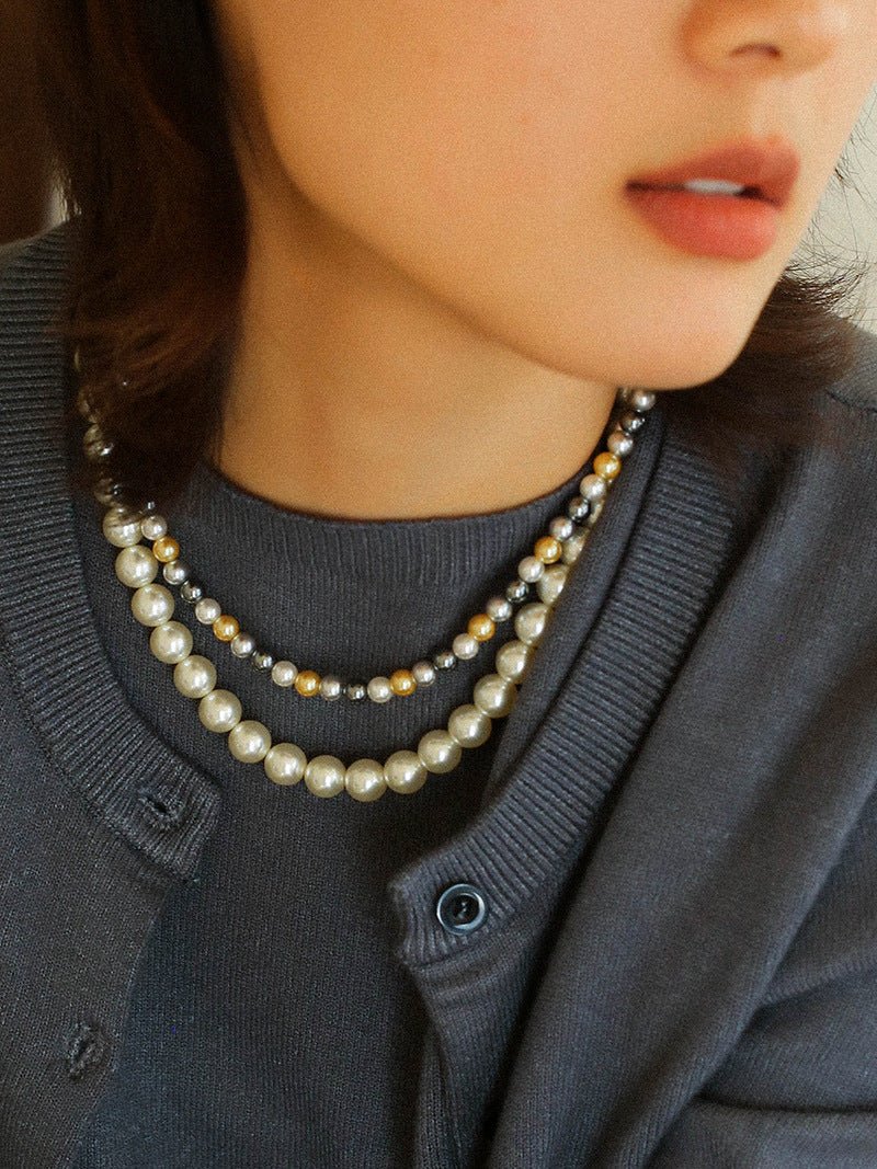 Hemp Gray Mixed Color Tahitian 6mm Round Pearls Necklace - floysun