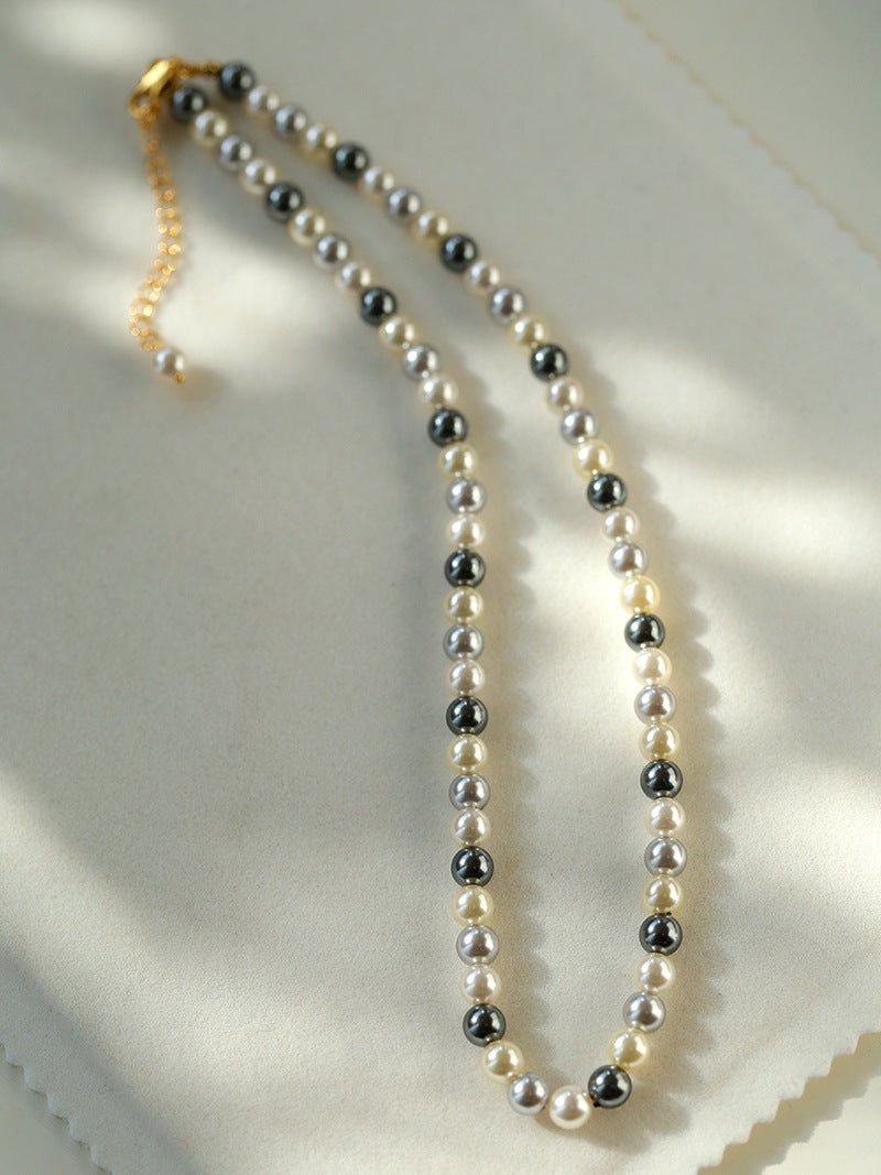 Hemp Gray Mixed Color Tahitian 6mm Round Pearls Necklace - floysun