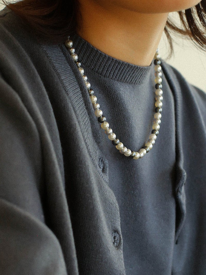 Hemp Gray Mixed Color Tahitian 6mm Round Pearls Necklace - floysun