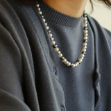 Hemp Gray Mixed Color Tahitian 6mm Round Pearls Necklace - floysun