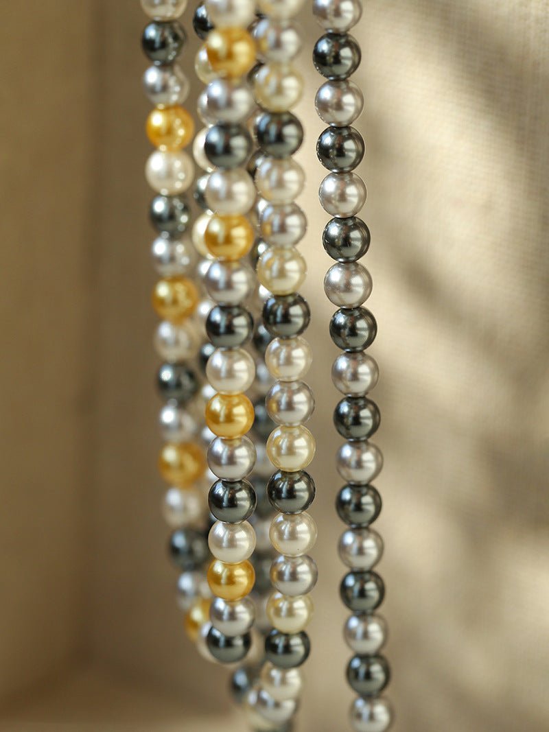 Hemp Gray Mixed Color Tahitian 6mm Round Pearls Necklace - floysun