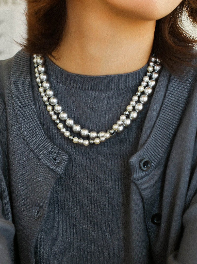 Hemp Gray Mixed Color Tahitian 6mm Round Pearls Necklace - floysun
