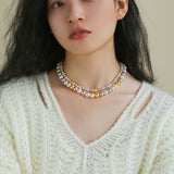 Hemp Gray Mixed Color Tahitian 6mm Round Pearls Necklace - floysun