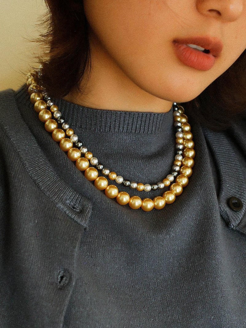 Hemp Gray Mixed Color Tahitian 6mm Round Pearls Necklace - floysun