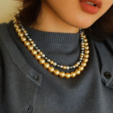 Hemp Gray Mixed Color Tahitian 6mm Round Pearls Necklace - floysun