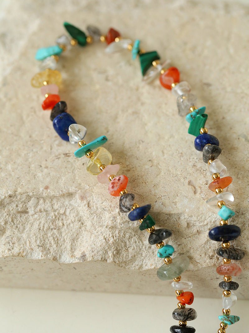 Irregular Colored Gravel Clavicle Chains And Bracelets - floysun