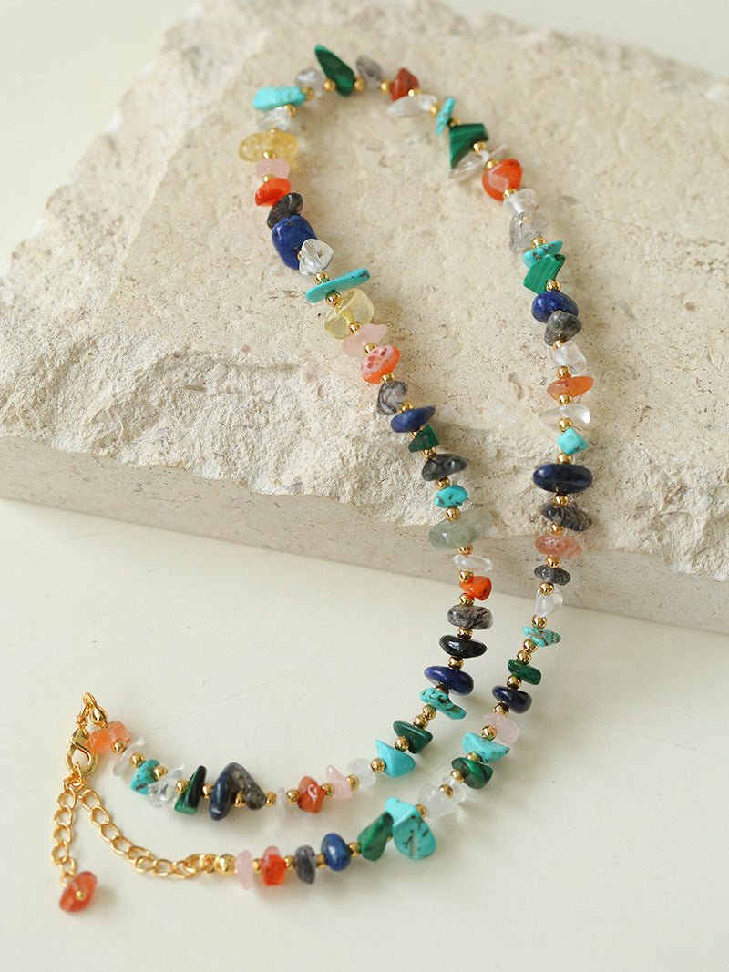 Irregular Colored Gravel Clavicle Chains And Bracelets - floysun