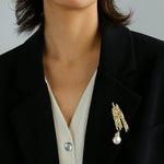 Landscape Lava Series Large Baroque Pearl Brooch - floysun