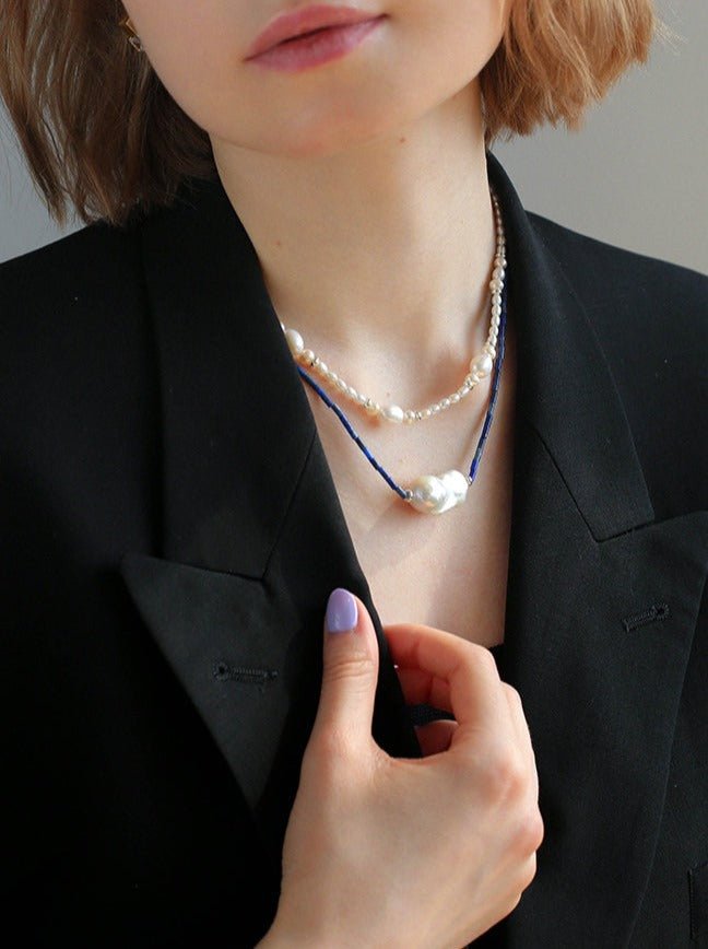 Lapis Lazuli Baroque Pearl Necklace - floysun